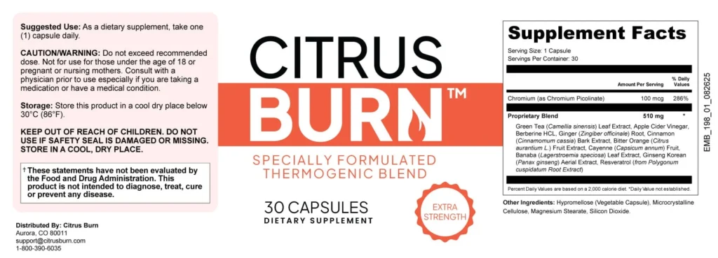 citrusburn ingredients
